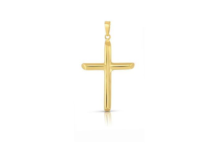 Plain Cross Pendant - 925 Sterling Silver - Gold Plated