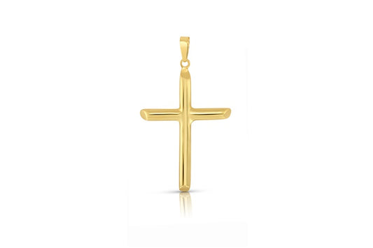 Plain Cross Pendant - 925 Sterling Silver - Gold Plated