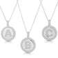 Cz Disc Initial Charm Pendant - 925 Sterling Silver - Rhodium Plated
