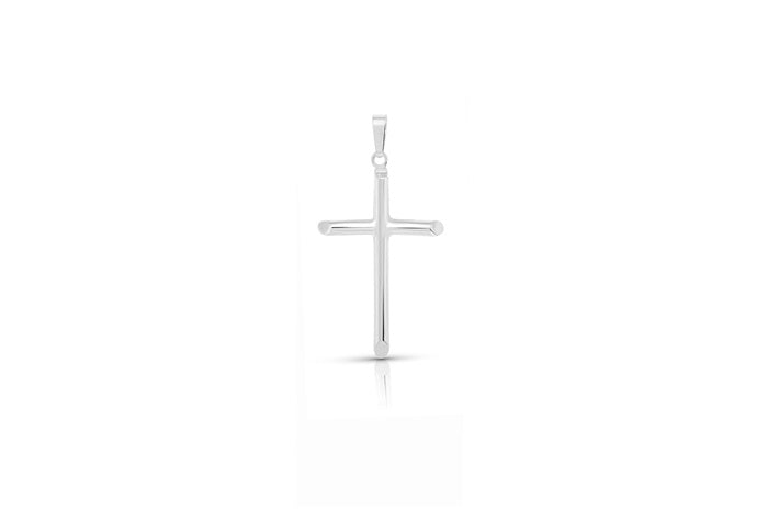 Thin Cross Pendant - 925 Sterling Silver - Rhodium Plated