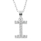 Baby Cz Prong Initials Charm Pendant - 925 Sterling Silver - Rhodium Plated