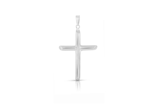 Plain Cross Pendant - 925 Sterling Silver - Rhodium Plated
