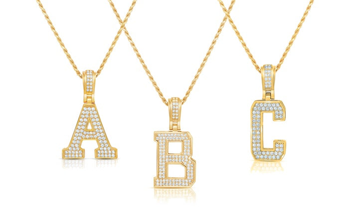 Baby Block Initial Charm Pendant - 925 Sterling Silver - Gold Plated
