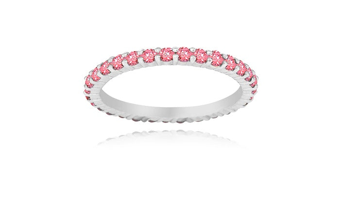 Red Eternity Ring - 925 Sterling Silver - Rhodium Plated