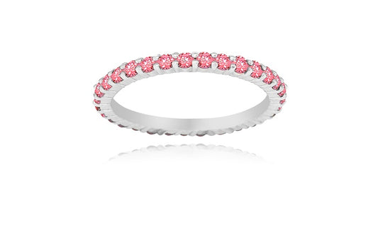 Red Eternity Ring - 925 Sterling Silver - Rhodium Plated