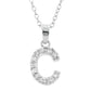 Baby Cz Prong Initials Charm Pendant - 925 Sterling Silver - Rhodium Plated