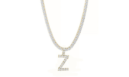 Cz Prong Initial Charm Pendant - 925 Sterling Silver - Gold Plated
