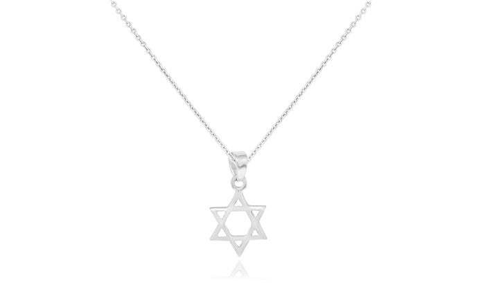 Medium Star of David Charm Pendant - 925 Sterling Silver - Rhodium Plated