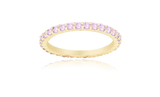 Pink Eternity Ring - 925 Sterling Silver - Gold Plated