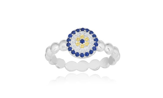Evil Eye Ring - 925 Sterling Silver - Rhodium Plated