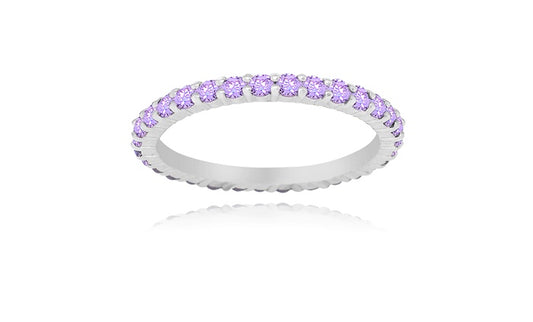 Purple Eternity Ring - 925 Sterling Silver - Rhodium Plated