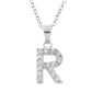 Baby Cz Prong Initials Charm Pendant - 925 Sterling Silver - Rhodium Plated