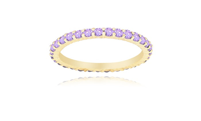 Purple Eternity Ring - 925 Sterling Silver - Gold Plated
