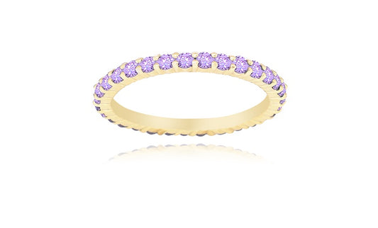 Purple Eternity Ring - 925 Sterling Silver - Gold Plated