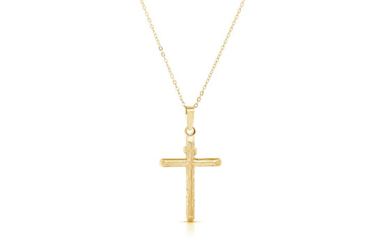 Rope Edge Cross Pendant - 925 Sterling Silver - Gold Plated
