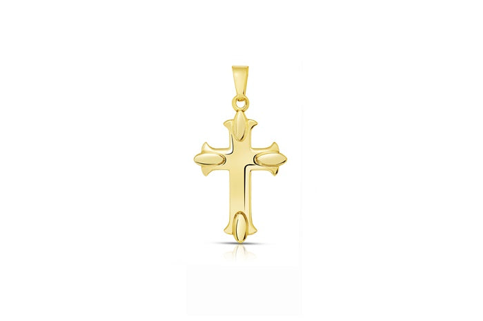 Ornate Cross Pendant - 925 Sterling Silver - Gold Plated
