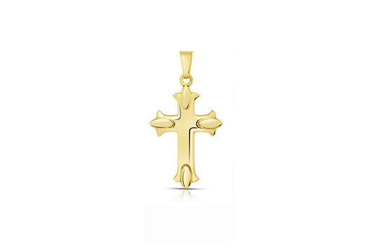 Ornate Cross Pendant - 925 Sterling Silver - Gold Plated