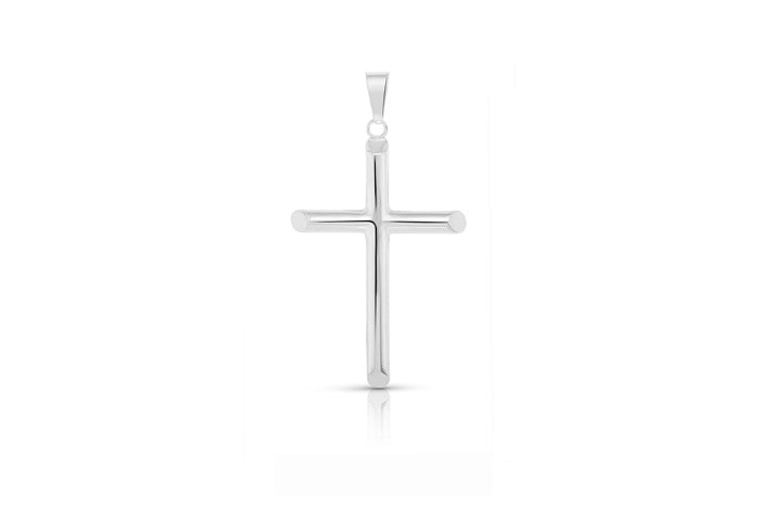 Slender Cross Pendant - 925 Sterling Silver - Rhodium Plated
