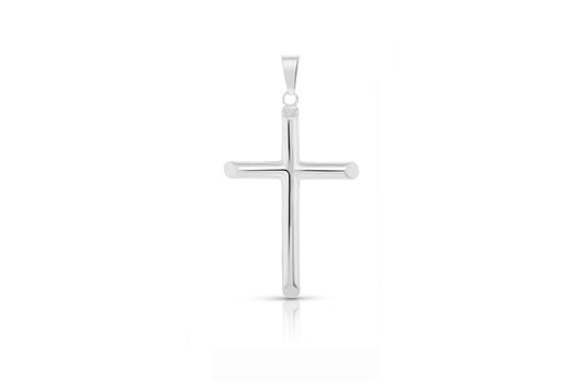 Slender Cross Pendant - 925 Sterling Silver - Rhodium Plated