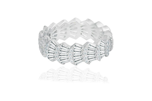 Eternity Band Ring - 925 Sterling Silver - Rhodium Plated