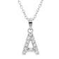 Baby Cz Prong Initials Charm Pendant - 925 Sterling Silver - Rhodium Plated