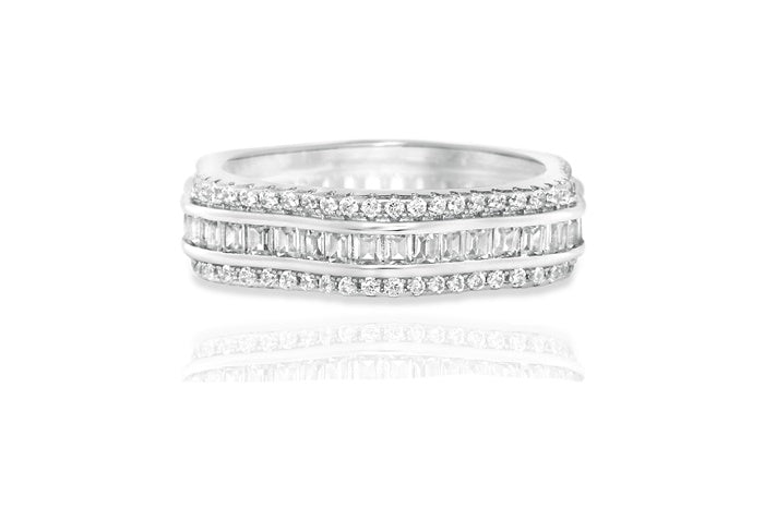 Eternity Band Ring - 925 Sterling Silver - Rhodium Plated