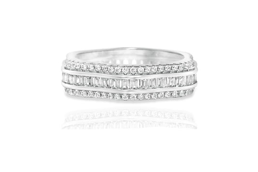 Eternity Band Ring - 925 Sterling Silver - Rhodium Plated