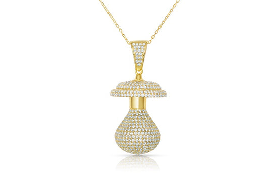 Baby Bottle CZ Charm Pendant - 925 Sterling Silver - Gold Plated