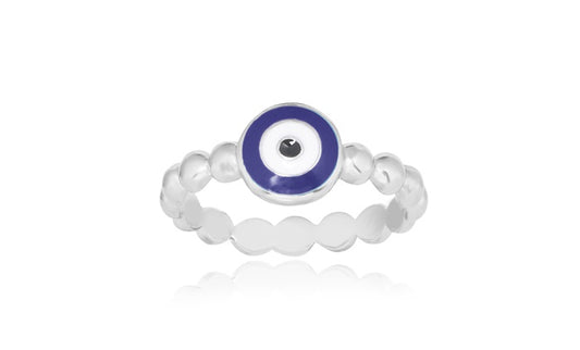 Evil Eye Ring - 925 Sterling Silver - Rhodium Plated
