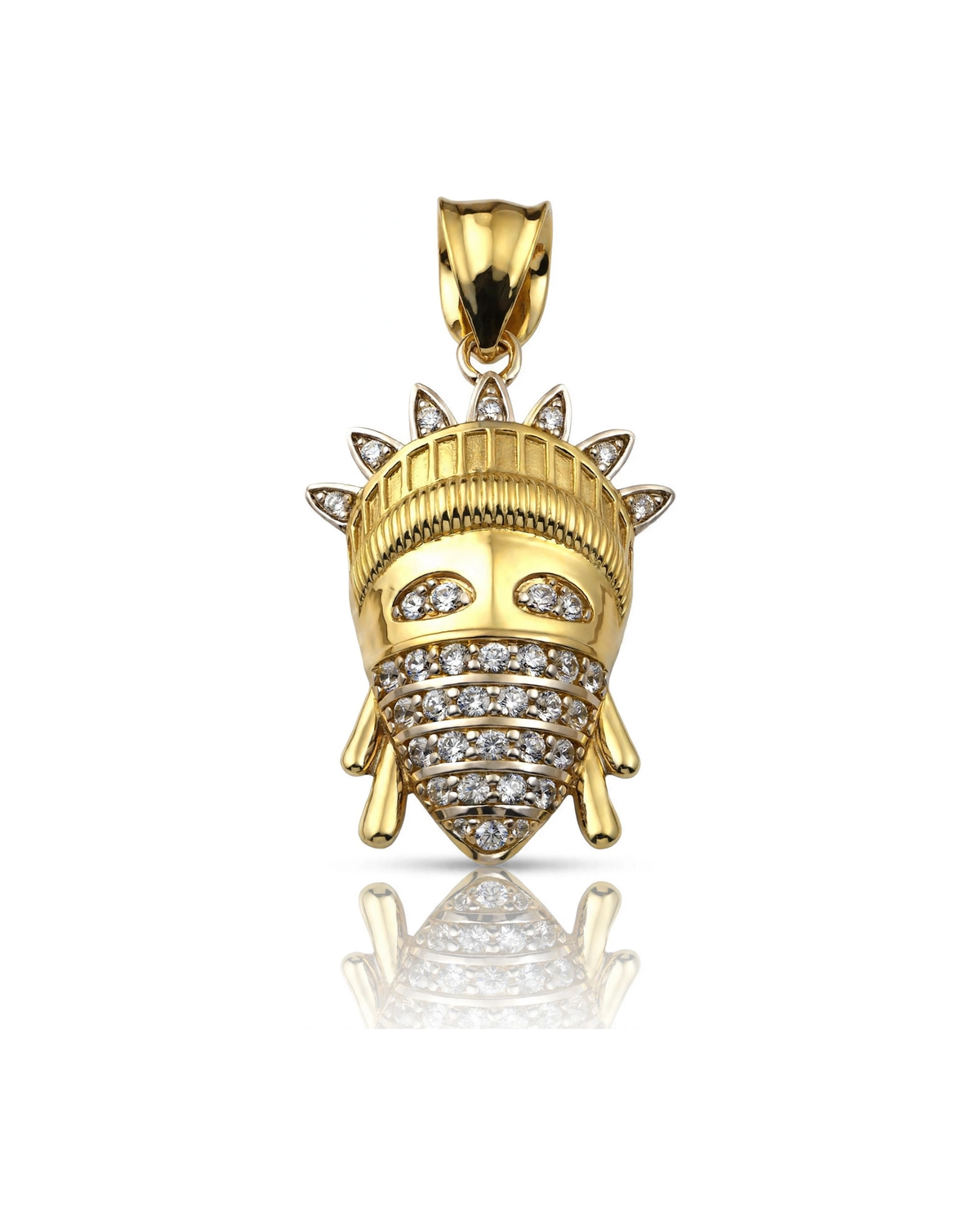 Statue of Liberty Pendant with Bandana and CZ - 10K Gold