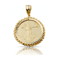 Lady Liberty Coin Pendant with Rope Frame - 10K Yellow Gold