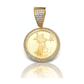 Liberty Coin Medallion Pendant with CZ Halo and Pavé Bail - 10K Gold