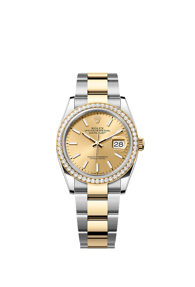 Champagne Diamond-Set dial, Oyster bracelet