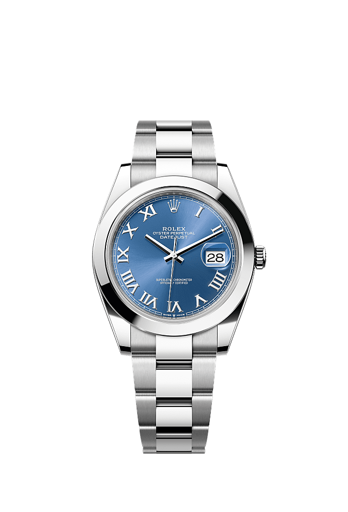 Azzurro Blue Roman dial, Oyster bracelet