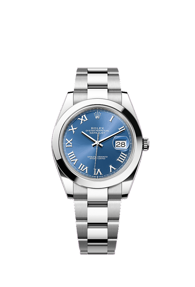 Azzurro Blue Roman dial, Oyster bracelet