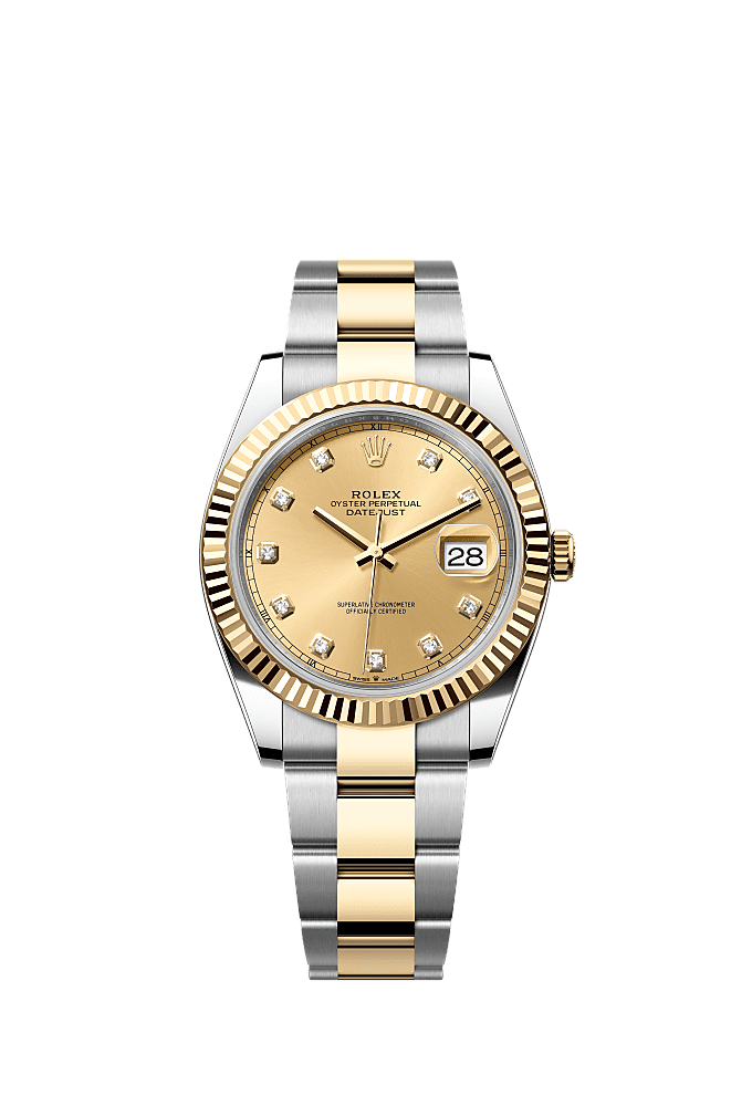 Champagne Diamond-Set dial, Oyster bracelet