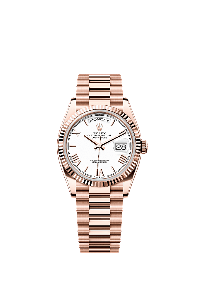 White Roman dial, President bracelet