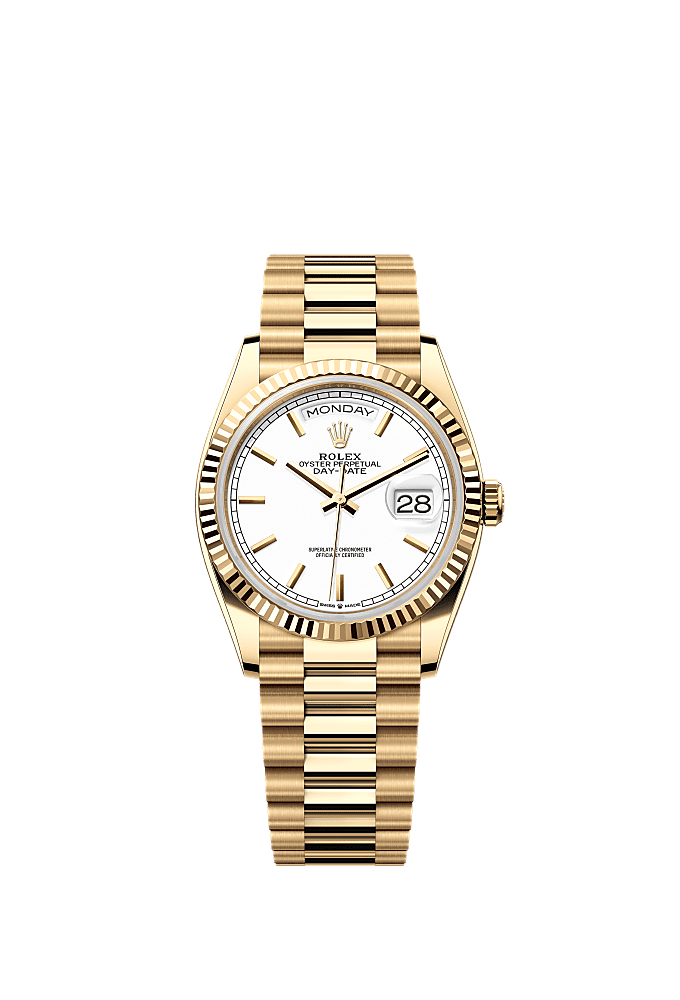 White Roman dial, President bracelet