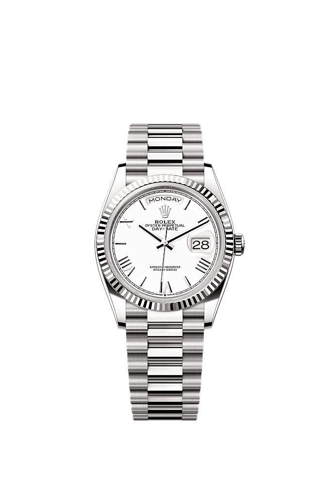 White Roman dial, President bracelet