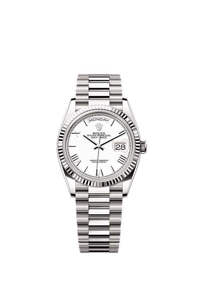 White Roman dial, President bracelet