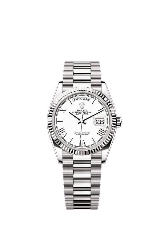 White Roman dial, President bracelet