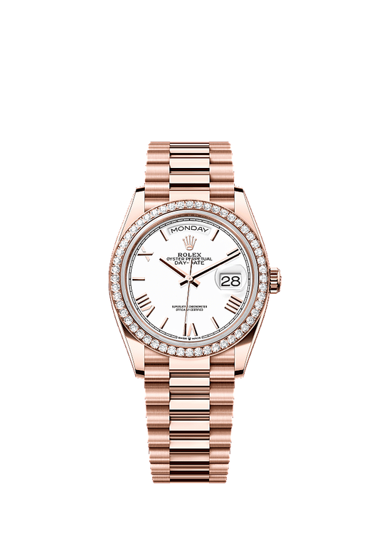 White Mother-of-Pearl Diamond-Set dial, President bracelet