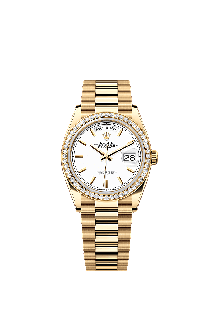 White Mother-of-Pearl Diamond-Set dial, President bracelet
