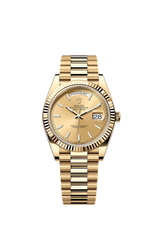 Champagne dial, President bracelet