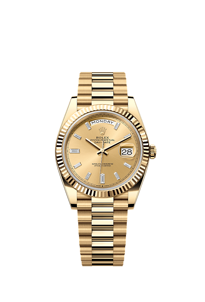 Champagne Baguette Diamond-Set dial, President bracelet