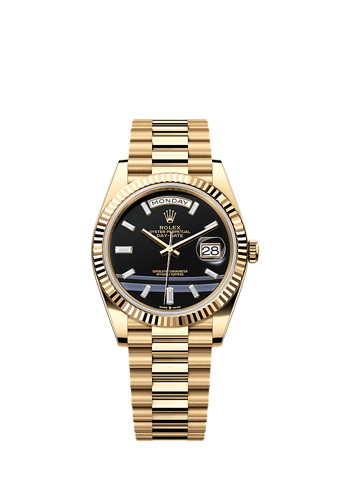 Bright Black Diamond-Set dial, President bracelet
