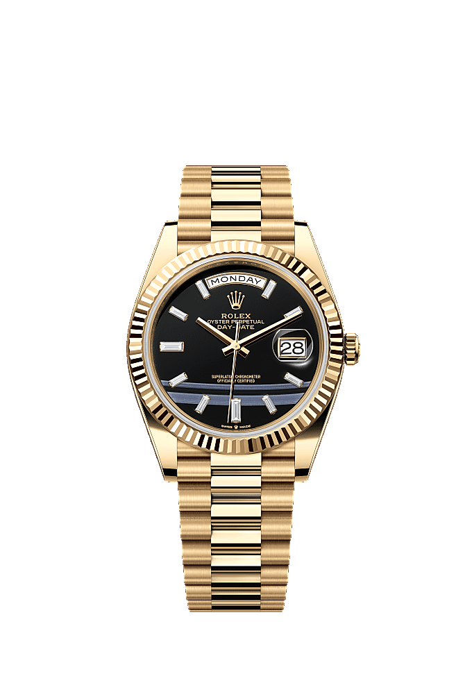 Bright Black Diamond-Set dial, President bracelet