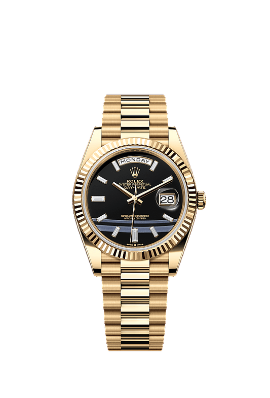 Bright Black Diamond-Set dial, President bracelet