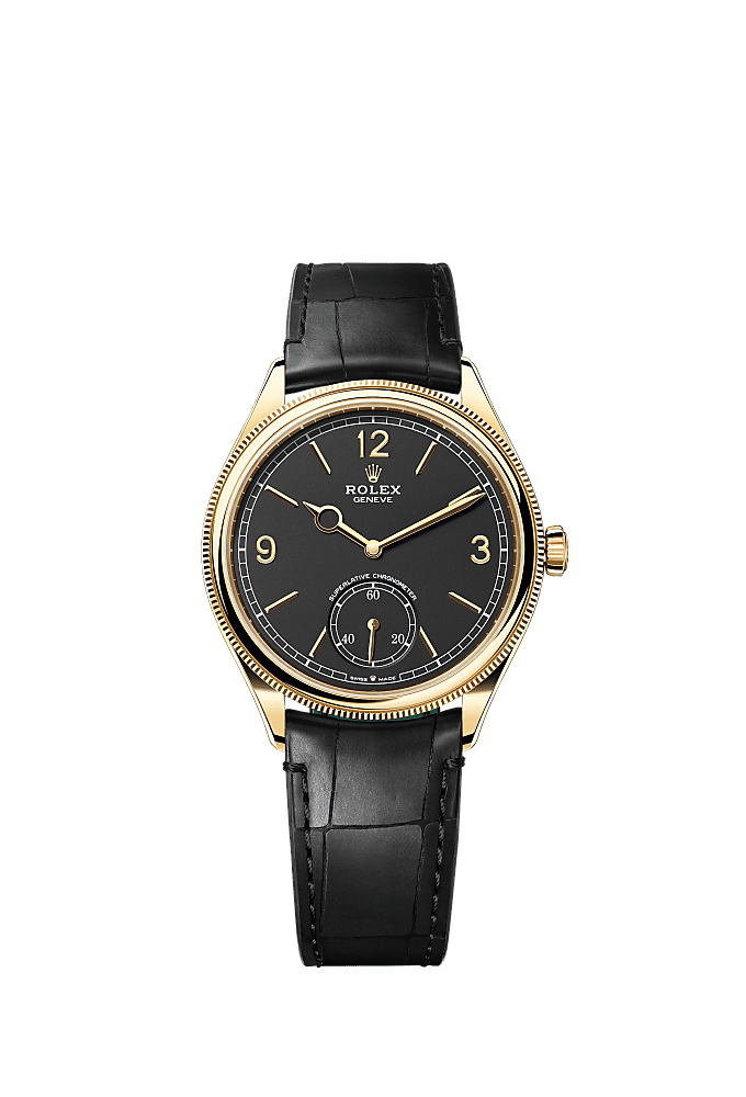 Intense Black dial, Alligator Leather - Brown bracelet