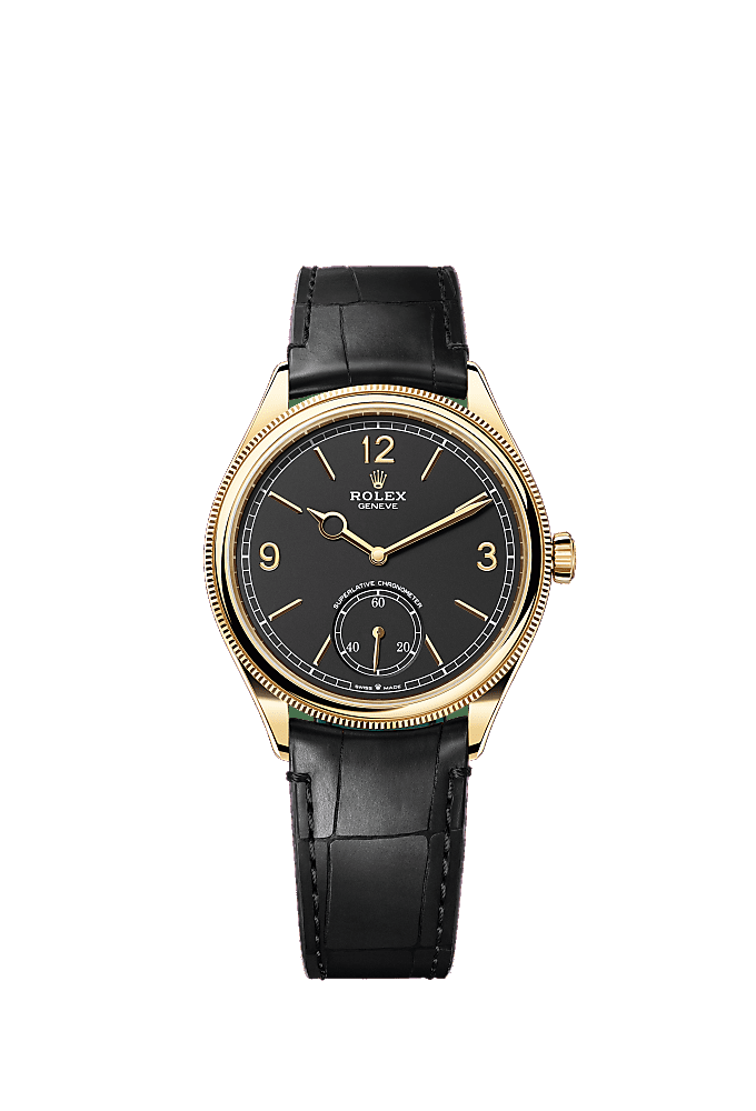 Intense Black dial, Alligator Leather - Brown bracelet